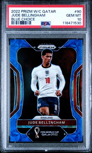 2022-23 Panini Prizm World Cup Jude Bellingham Blue Choice /135 PSA 10 England