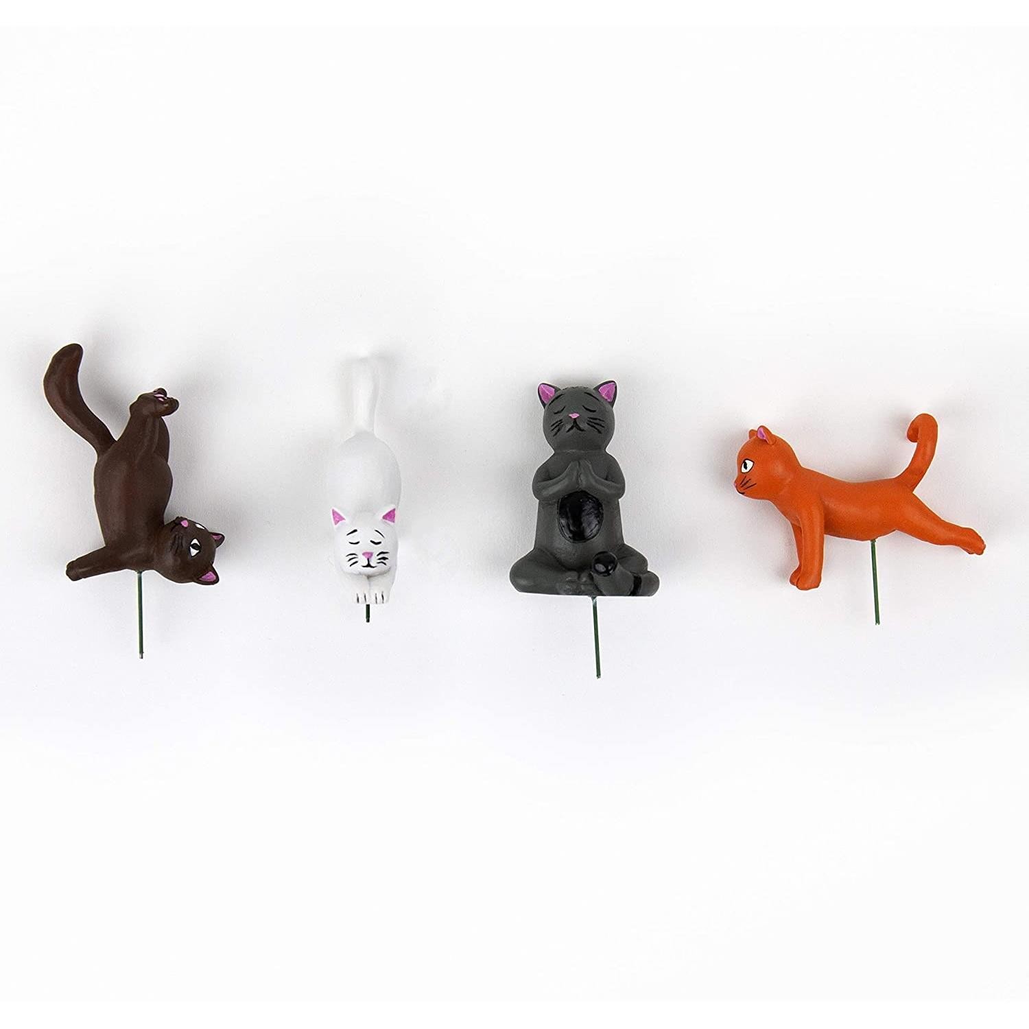 Gift Republic Mini Plant Pot Markers Yoga Cats Novelty Garden Decor Ornament