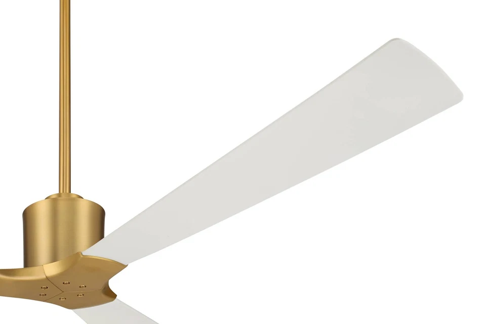 60" Casa Vieja Lume Soft Brass and White Damp Ceiling Fan with Remote - Image 4 of 4