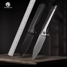 Petrified fish folding knife D2 steel Blade G10 handle pocket knife ball bearing