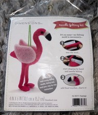 Flamingo Felt Animals Needle Felting Craft Kit, 4'' x 6''. By Dimensions NOS