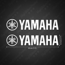 Kit 2 Yamaha Stickers 8 Glossy White Logo Tank Bike Decal Custom Tuning Fairing