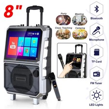 8" Portable Bluetooth Party Speaker Systems Karaoke Machine Wireless Microphone