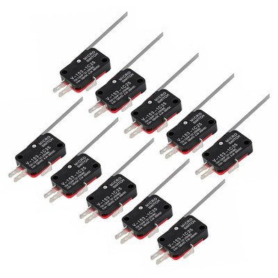 10Pcs Micro Limit Switch Long Straight Hinge Lever Arm SPDT 3 Pin Snap Action Mi