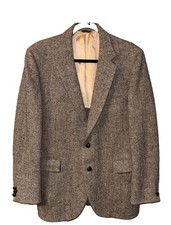 Vintage Harris Tweed Stafford Blazer Sports Coat Men Brown Herringbone Wool