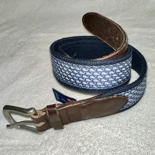 Vineyard Vines Whale Belt Size 30 Men  s Teen Boy Navy Blue Canvas Ribbon Preppy