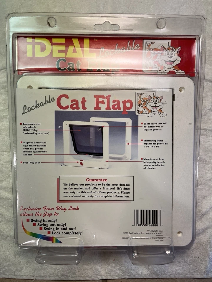 Ideal Pet Products Lockable Cat Flap Door Small White 6-1/4"x 6-1/4" Vintage ￼ - Image 2 of 2