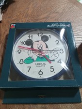 disney mickey mouse vintage lorus quartz wall clock blue frame rare new in box