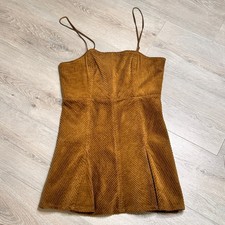 NWT Urban Outfitters Kensie Corduroy Lace Up Mini Dress Brown A Line Medium M