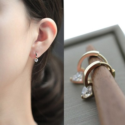 1Pair Simple Round Zircon Stud Earrings Versatile Light Luxury Earrings Gifts