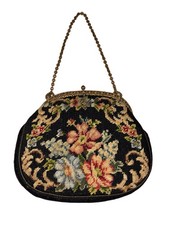 Vintage Needlepoint Floral Evening Bag from the 1920s through the 1950s
