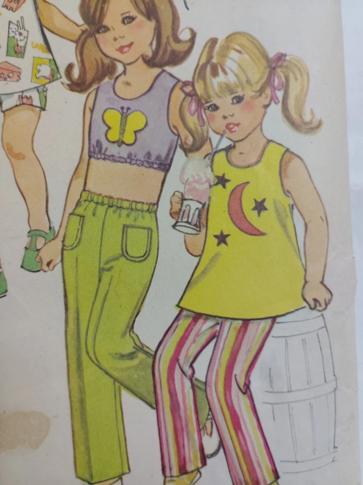 Pants Shorts Tunic Tank Crop Top Girls 3 Simplicity 9388 Sewing Pattern Cut VTG - Image 4 of 4