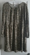 Old Navy Animal Print Peasant Dress - Long Sleeves - Size M