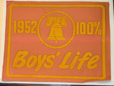 Vintage 1952 BOY'S LIFE 100% Boy Scout FELT BANNER Pennant BSA Liberty Bell