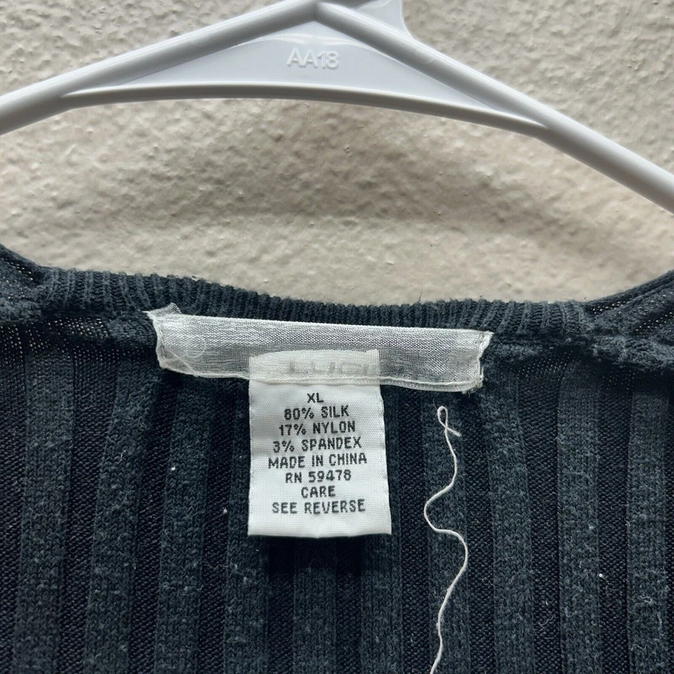 Suéter Lucidity De Colección Negro Y2K Tejido Acanalado Envoltura Cachicho Gótico XL Mezcla de Seda Foto 3 de 4