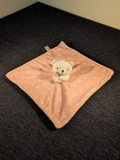 Just One You Carter's Pink  White Lovey Hearts Bear Plush Security Blanket 14"