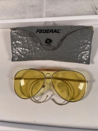 Vintage Federal Brand Aviator Shooting Glasses W/ Looped Ears