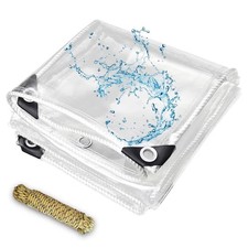 8' X 10' Clear Tarps Heavy Duty Waterproof PVC Vinyl 14 Mil Thick, Glass Tarp...