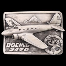 Boeing 747-D Jet Airplane Vintage Belt Buckle by Siskiyou Buckle Co ca. 1980s