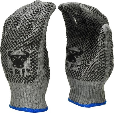 Natural Cotton Work Gloves with double-side PVC Dots, X-Large, 12 Pairs, 14431 ,