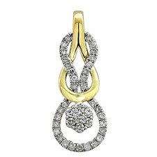 Ladies Pendant With Chain 0.25ct Natural Round Diamond 10k Yellow Gold