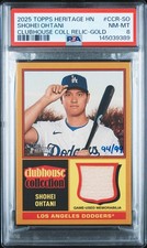 2025 TOPPS HERITAGE HIGH NUM CLUBHOUSE COLL RELIC GOLD SHOHEI OHTANI 94/99 PSA 8