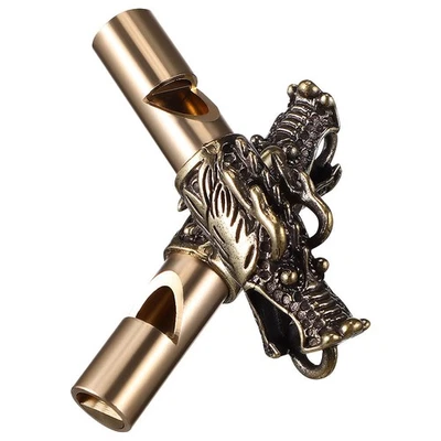 Silbato de dragón silbato de latón fuerte 2 piezas silbato de emergencia al aire libre dragón chino