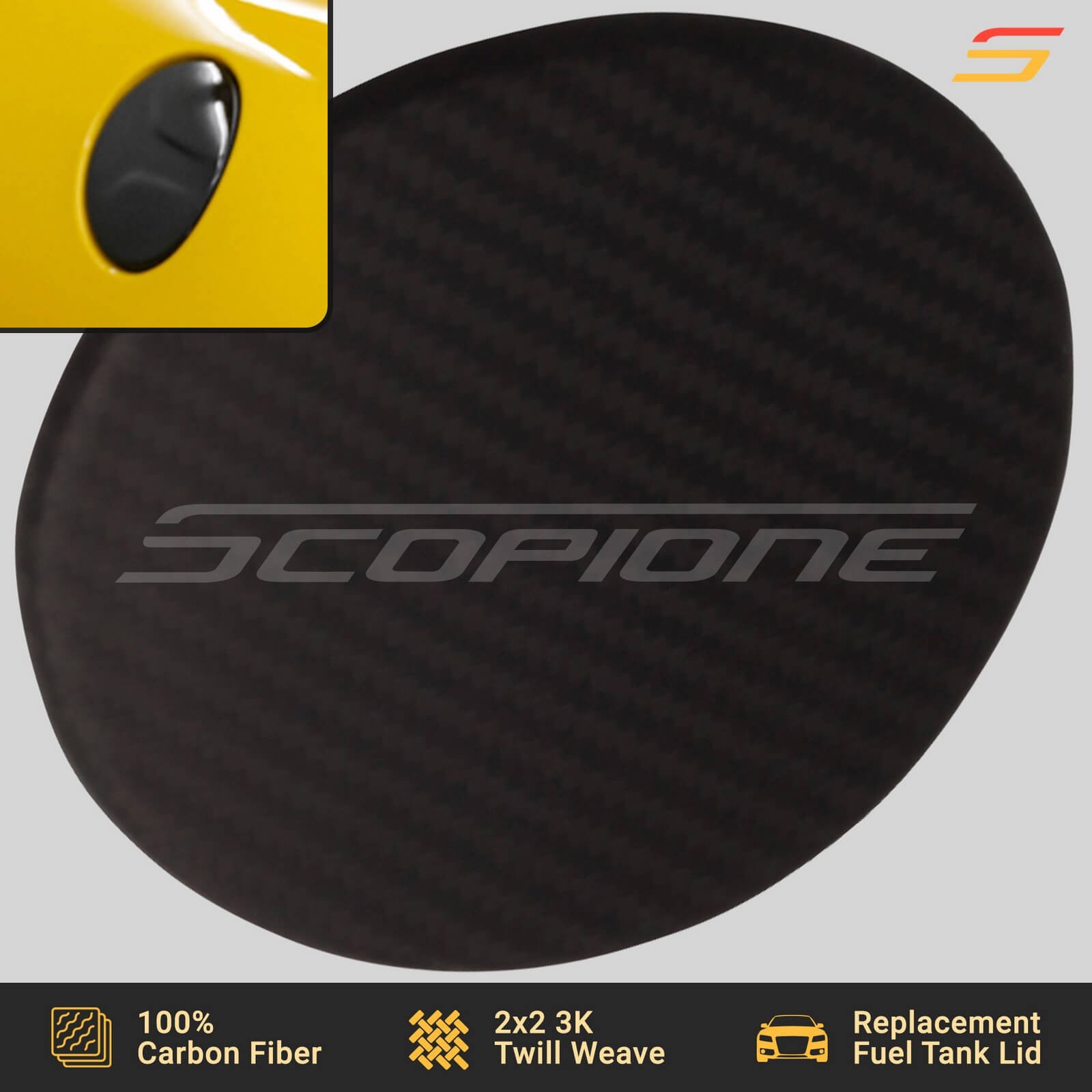 Scopione MATTE Carbon Fiber Fuel Tank Lid Gas Door Trim for Ferrari 458 Italia
