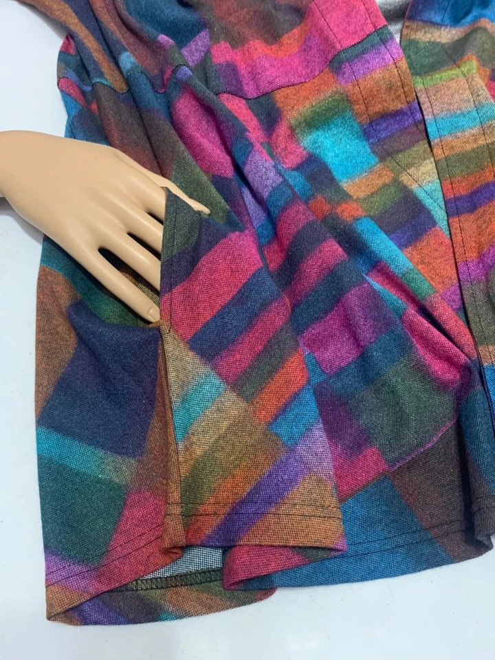 PAREJIL & SALVIA Talla XL Magenta Azul Verde Multicolor Cuadros ABIERTO CARDIGAN TOPPER Foto 4 de 4