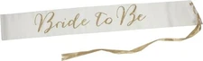 Bride To Be Sash-White with Gold Glitter Lettering-Brand New Never Opened!