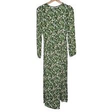 Reformation Reza Dress Autumnal Green Floral Wrap Midi Size 4
