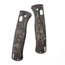 1 Pair Custom Made 3K Red CF Handle Scales For Benchmade Bugout 535 Knives