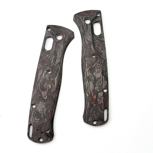 1 Pair Custom Made 3K Red CF Handle Scales For Benchmade Bugout 535 Knives - Picture 2 of 3