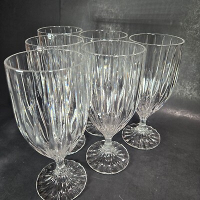 Mikasa Park Lane Iced Tea Crystal Glasses Set of Ribbed Footed 1/4