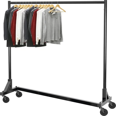 Industrial Grade Z-Base Garment Rack, 500Lb Load with 62 Inches Extra Long Bar,