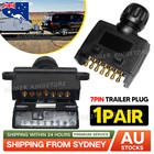 7 Pin Flat Trailer Plug Male Female Socket Set Caravan Boat Adaptor Connector AU
