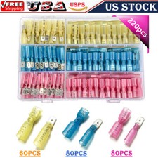 220PCS Heat Shrink Spade Male Female Electrical Wire Terminals Connectors Kit