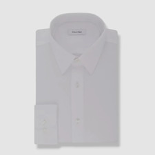  80 Calvin Klein Men's Regular-Fit White Textured Dress Shirt Size 15 32/33