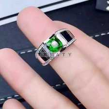 Emerald Oval Cut Gemstone With 925 Sterling Silver Ring For Men's #296