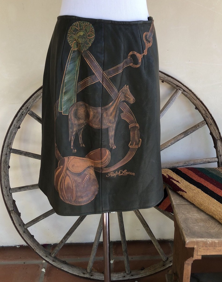 RALPH LAUREN Signature Original Runway Green Leather Horse