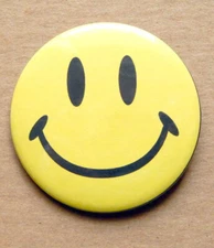 6 Yellow Smile Smiling Happy Face 2 1/4" Pins/Button