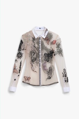 ZARA ICONS NWT EMBROIDERED TULLE SHIRT LIMITED EDITION 4344/900