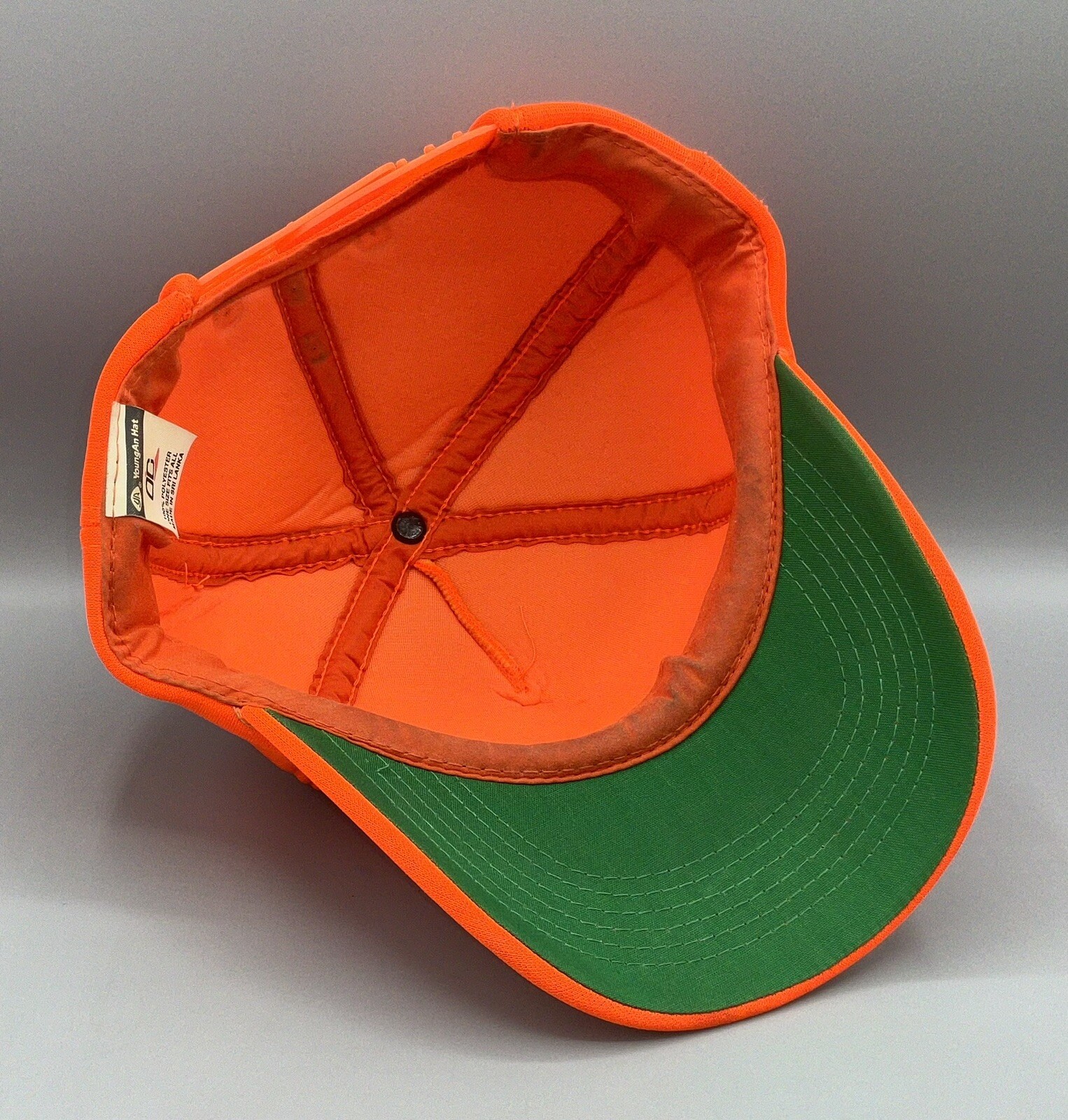Vintage IRON CITY Beer Blaze Orange Trucker Patch Hunting Hat Snapback