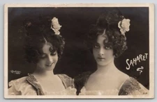 1906 Cancan Dancer Saharet Cabaret Vaudeville Trick Photograph RPPC Postcard A38