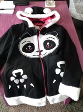 Banned Panda Coat With Corset Back, Panda Hood And Pockets, Fur Trim, Size S