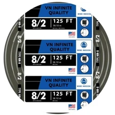 8/2 NM-B Nonmetallic with Ground Sheathed Cable Wire Equivalent to Romex 125ft