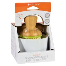 Full Circle Home Bubble Up Brush Plus Soap Dish- White (Pack of 4)