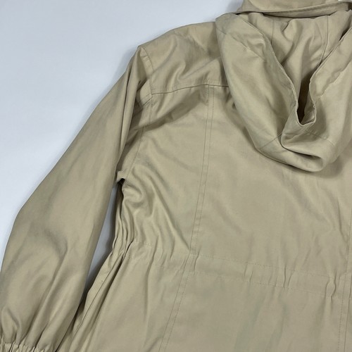 Talbots Trench Womens P Beige Hood Rain Drawstring Waist Mid-Length Coat Jacket - Picture 10 of 14