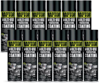 12 x UPOL RAPTOR 1K MULTI-USE RMUB/AL SCHUTZBESCHICHTUNG AEROSOL 450ML - SCHWARZ