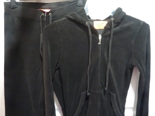 JUICY COUTURE ***VINTAGE***Black CROCHET LACE TERRY Crop Pant TRACK SUIT S/P NWT